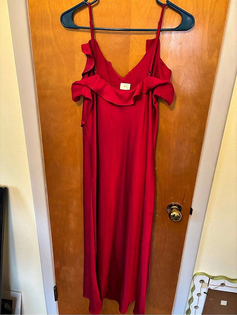 Universal Thread Red Maxi Dress with Ruffle Straps Red Ruffle Maxi Dress